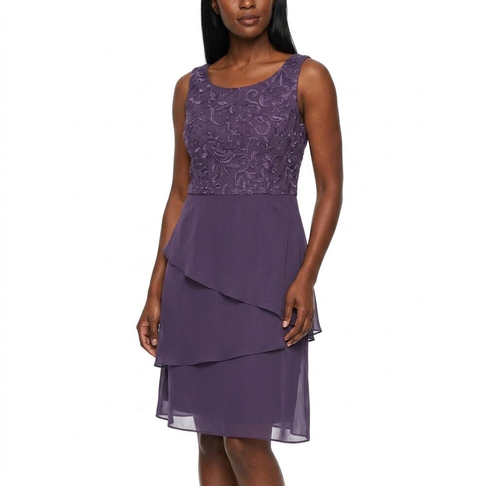 MAYA BROOKE Sheath Dress Women Sleeveless Chiffon Size 14